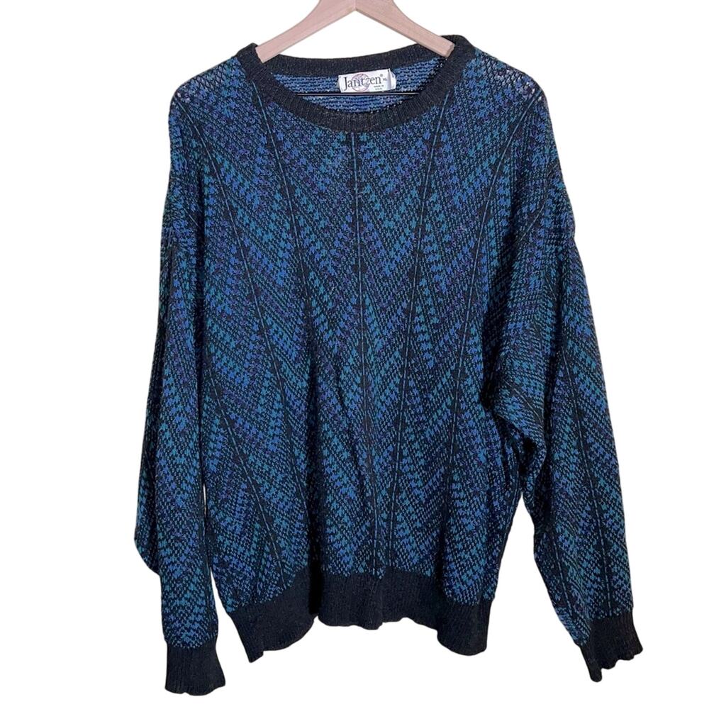 VNTG JANTZEN large knit crewneck eclectic grandpa sweater XL
